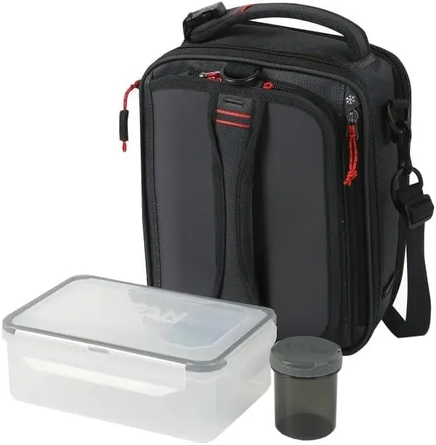 Deep Freeze Fridge Cold Expandable Lunch Pack - Grey/Red | Includes 2X 250g High Performance Ice Walls | Insulated Horizontal Design