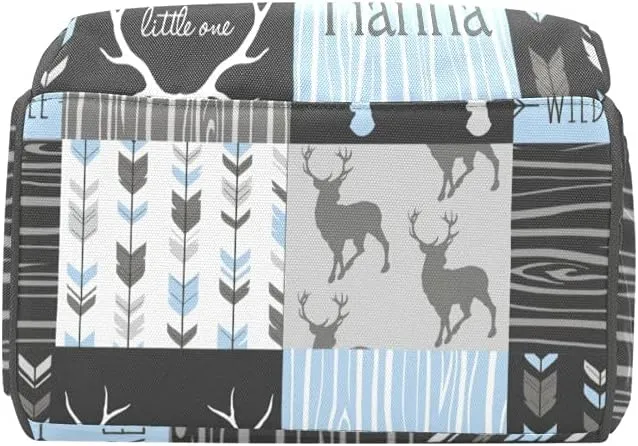 Deer Elk Antlers Feather Arrow Patchwork Diaper Bags with Name Waterproof Mummy Backpack Nappy Nursing Baby Bags Gifts Tote Bag for Women