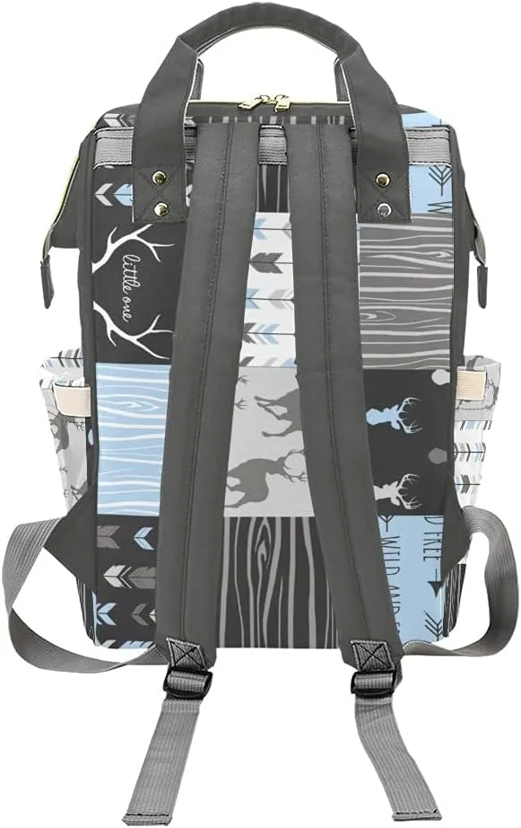 Deer Elk Antlers Feather Arrow Patchwork Diaper Bags with Name Waterproof Mummy Backpack Nappy Nursing Baby Bags Gifts Tote Bag for Women
