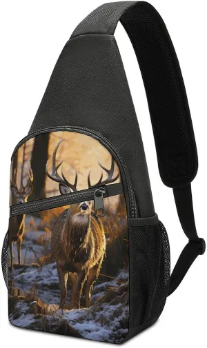 Deers Picture Sling Bag Lightweight Crossbody Shoulder Backpacks Hiking Travel Daypack Chest Bag for Women Men