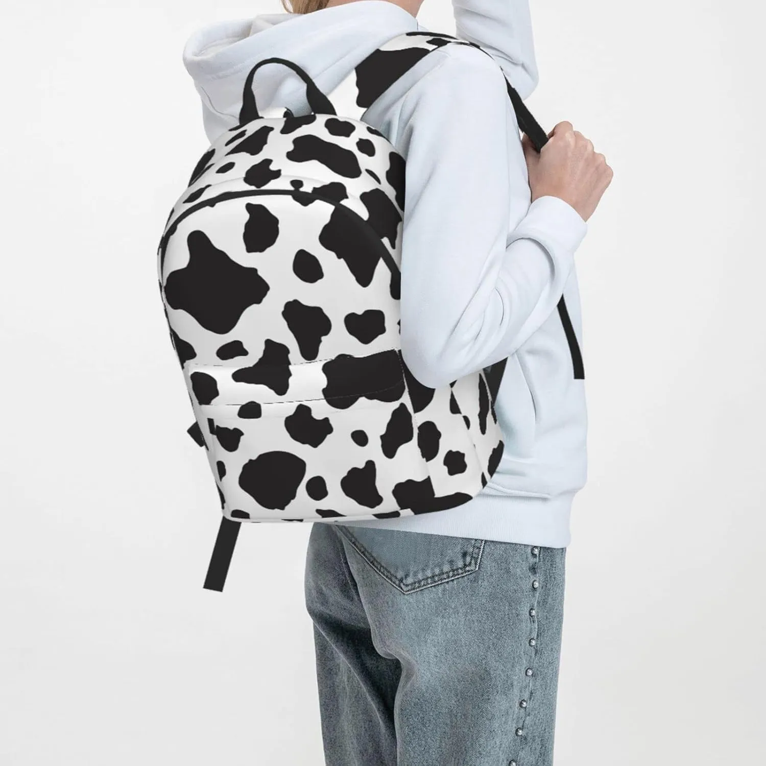 Delerain 16 Inch Backpack Cow Print Laptop Backpack School Bookbag Full Print Shoulder Bag Travel Daypack