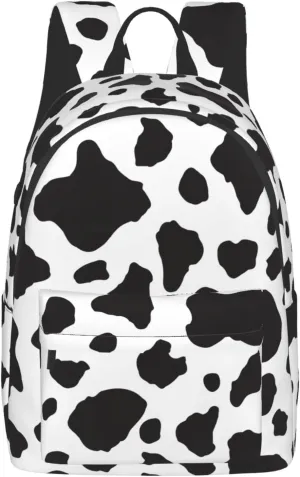 Delerain 16 Inch Backpack Cow Print Laptop Backpack School Bookbag Full Print Shoulder Bag Travel Daypack
