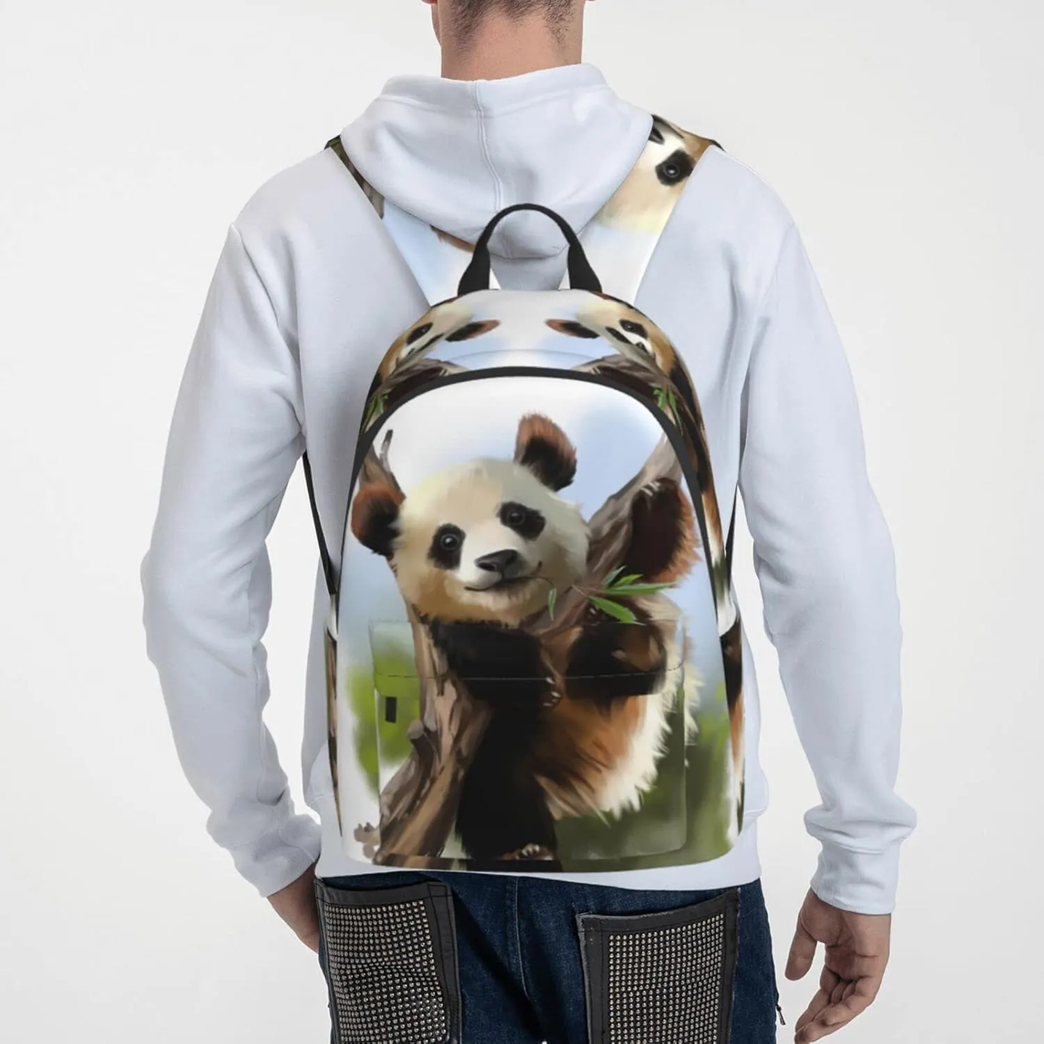 Delerain 16 Inch Backpack Giant Panda Laptop Backpack School Bookbag Full Print Shoulder Bag Travel Daypack