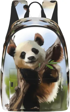 Delerain 16 Inch Backpack Giant Panda Laptop Backpack School Bookbag Full Print Shoulder Bag Travel Daypack