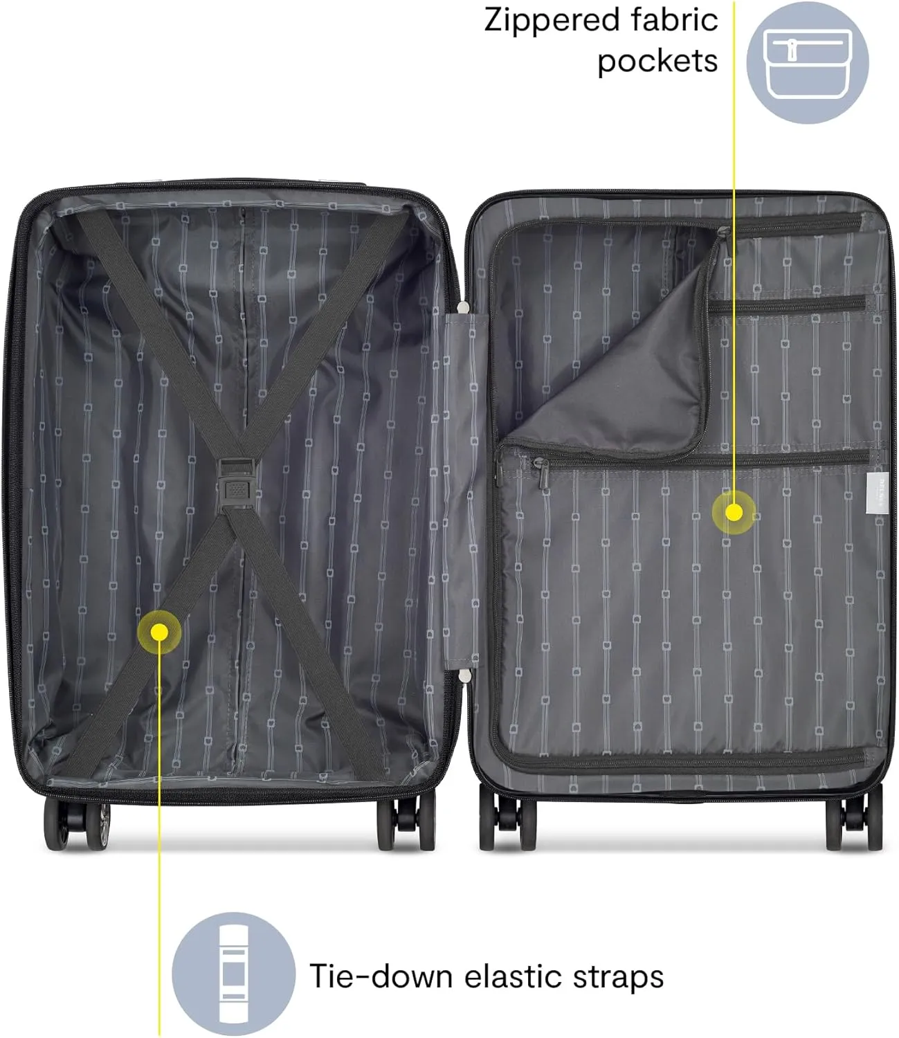DELSEY PARIS Margot Hardside Luggage, Dual Wheel Spinners for Smooth Travel, Expandable with Spacious & Organizable compartments, Men and Women, Gold, Medium Check-In 24-Inch