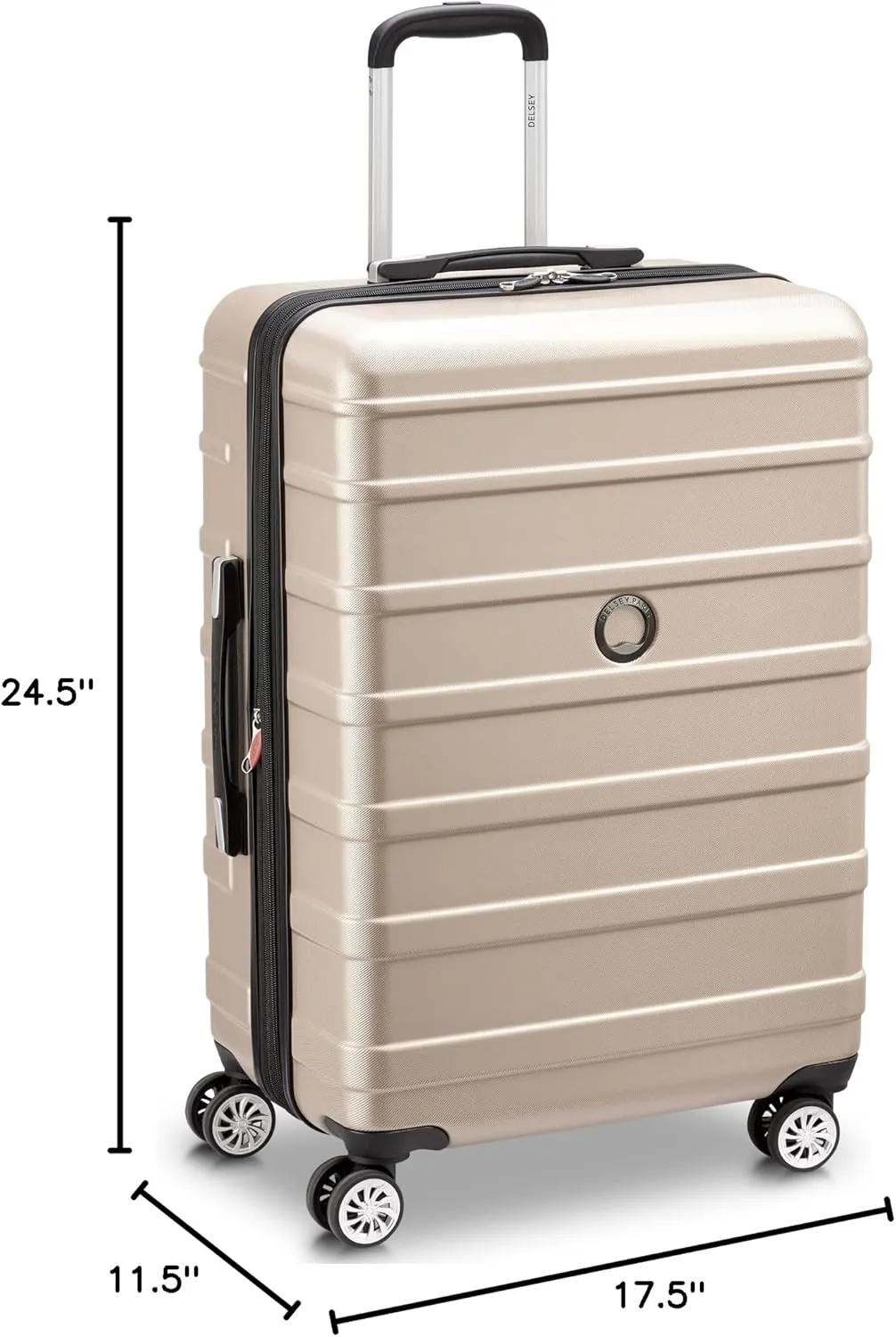 DELSEY PARIS Margot Hardside Luggage, Dual Wheel Spinners for Smooth Travel, Expandable with Spacious & Organizable compartments, Men and Women, Gold, Medium Check-In 24-Inch