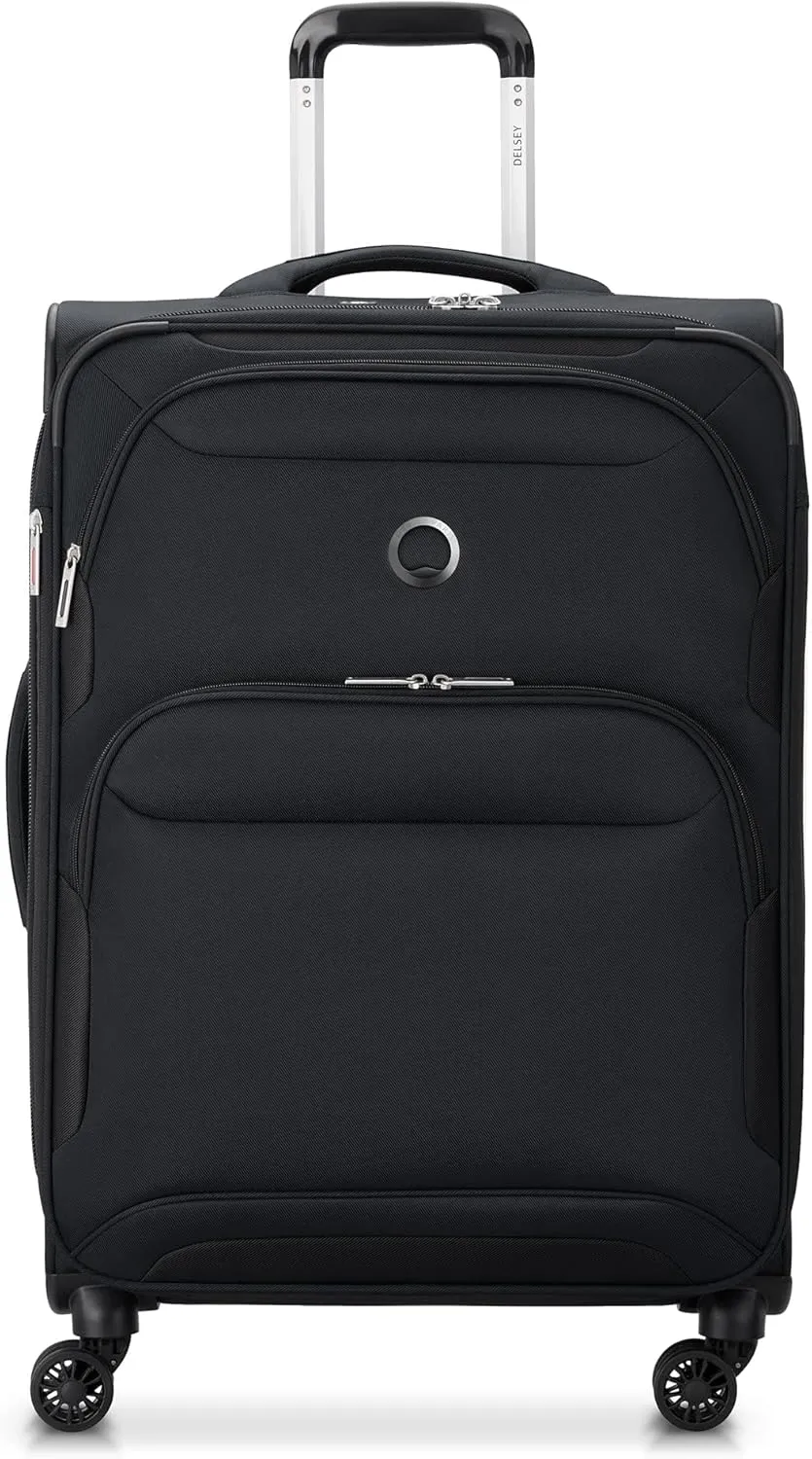 DELSEY PARIS Sky Max 2.0 Softside Expandable Luggage with Spinner Wheels 2 Piece Set, Black (24 Inch/Duffle)