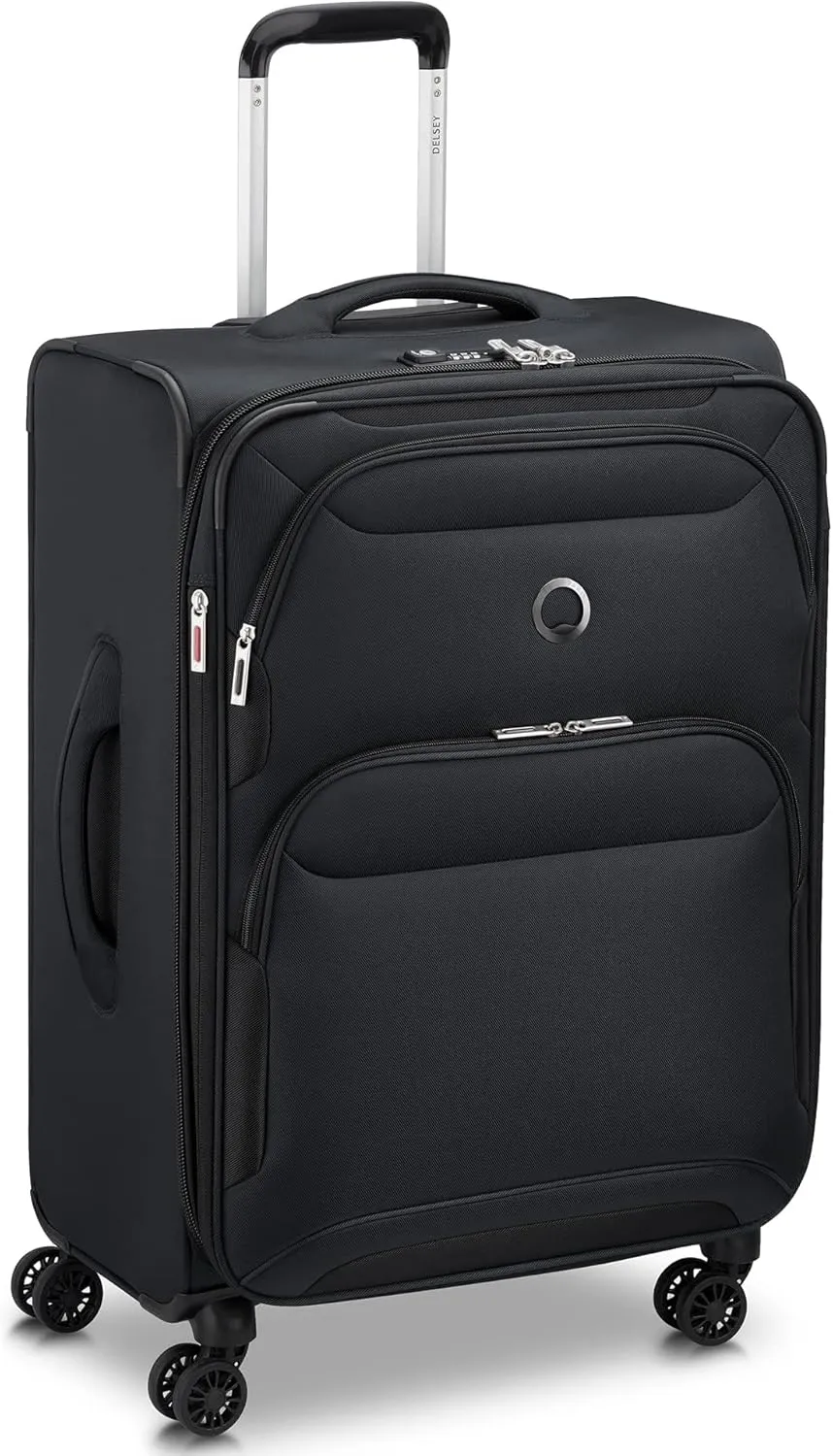DELSEY PARIS Sky Max 2.0 Softside Expandable Luggage with Spinner Wheels 2 Piece Set, Black (24 Inch/Duffle)