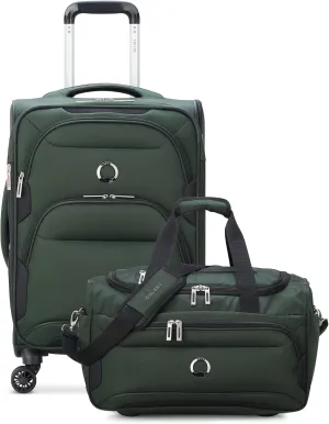 DELSEY PARIS Sky Max 2.0 Softside Expandable Luggage with Spinner Wheels, Green, 2-Piece Set (21/Duffle)