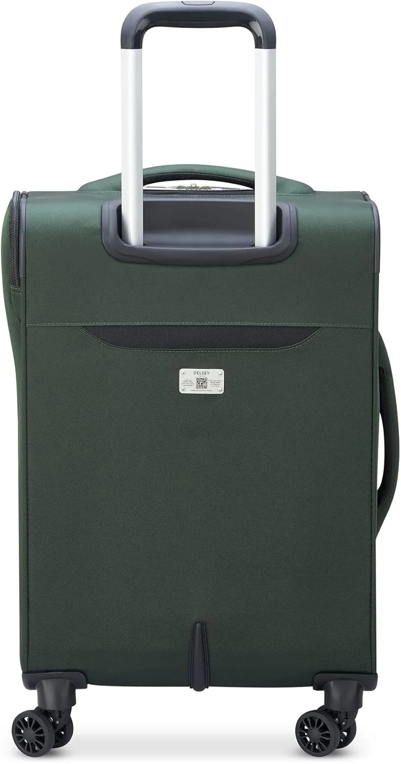 DELSEY PARIS Sky Max 2.0 Softside Expandable Luggage with Spinner Wheels, Green, 2-Piece Set (21/Duffle)