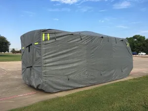 Deluxe Waterproof RV Cover Fits RV Size 27' - 30' for Recreational Vehicle Travel Trailer, Windproof Camper Van Motorhome Covering, Including Tire Covers, Storage Bag - by DELTA