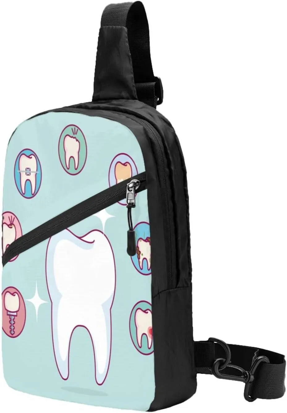 Dental Care Tooth Teeth Sling Bag for Men Women, Small Crossbody Sling Backpack Shoulder Chest Bag, Anti Theft Travel Hiking Sports