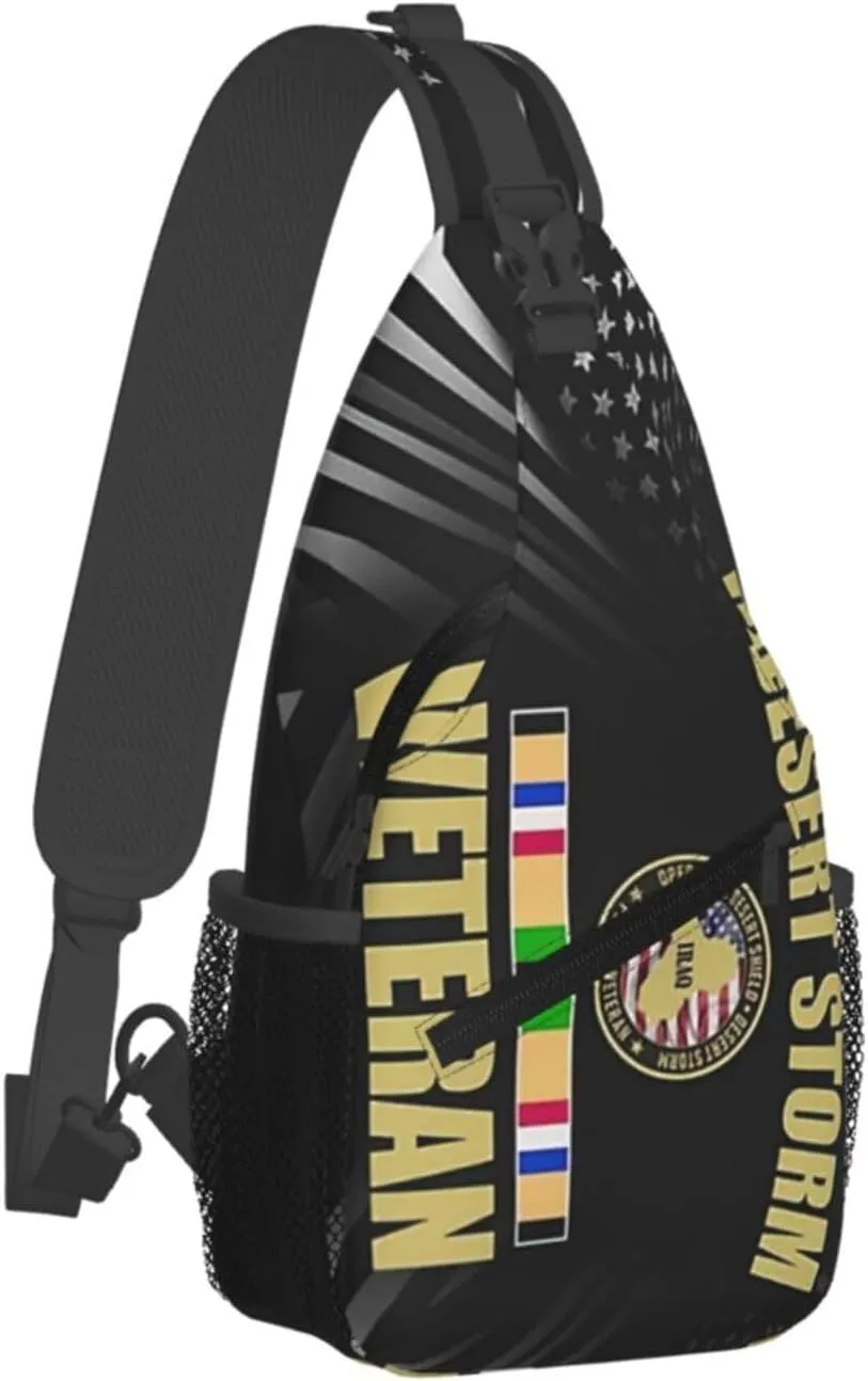 Desert Storm Veteran Crossbody Backpack Dachshunds Dog Chest Bag Lightweight One Strap Backpack Multipurpose Travel Hiking For Men Women