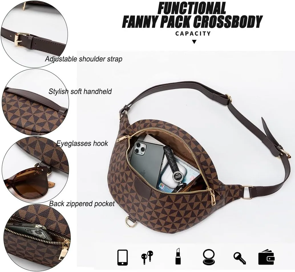 Designer Fanny Pack and Sling Bag for Women - Versatile Crossbody,Chest Bum Bag - Perfect for On-the-Go Style & Travel (Brown)