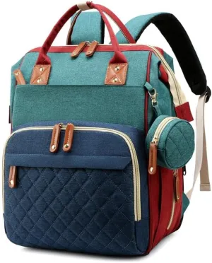 Diaper Bag Backpack with USB Port, Waterproof Travel Bag for Parents, Foldable Crib & Changing Station Included.** (C Green)