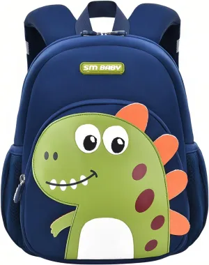 Dinosaur Anti-lost Kids Backpack for Kindergarten Preschool Boys with Safety Leash, Lightweight Boys Small Backpack Daycare Bag, A-Dark-blue Green