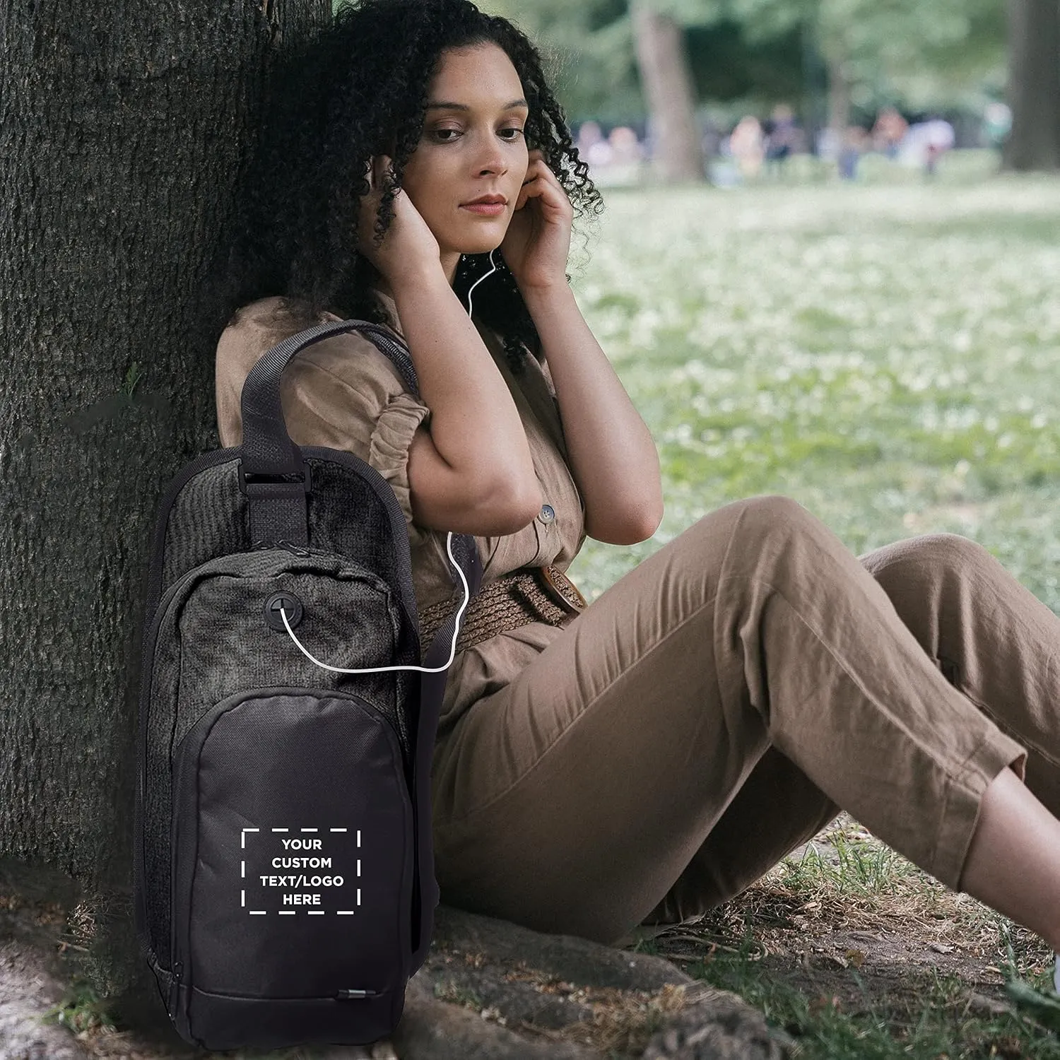 DISCOUNT PROMOS Custom O Valley Crossbody Shoulder Bag Set of 24, Personalized Bulk Pack - Bring Everywhere You Go, Perfect for Travellers and Great for Everyday Use - Black