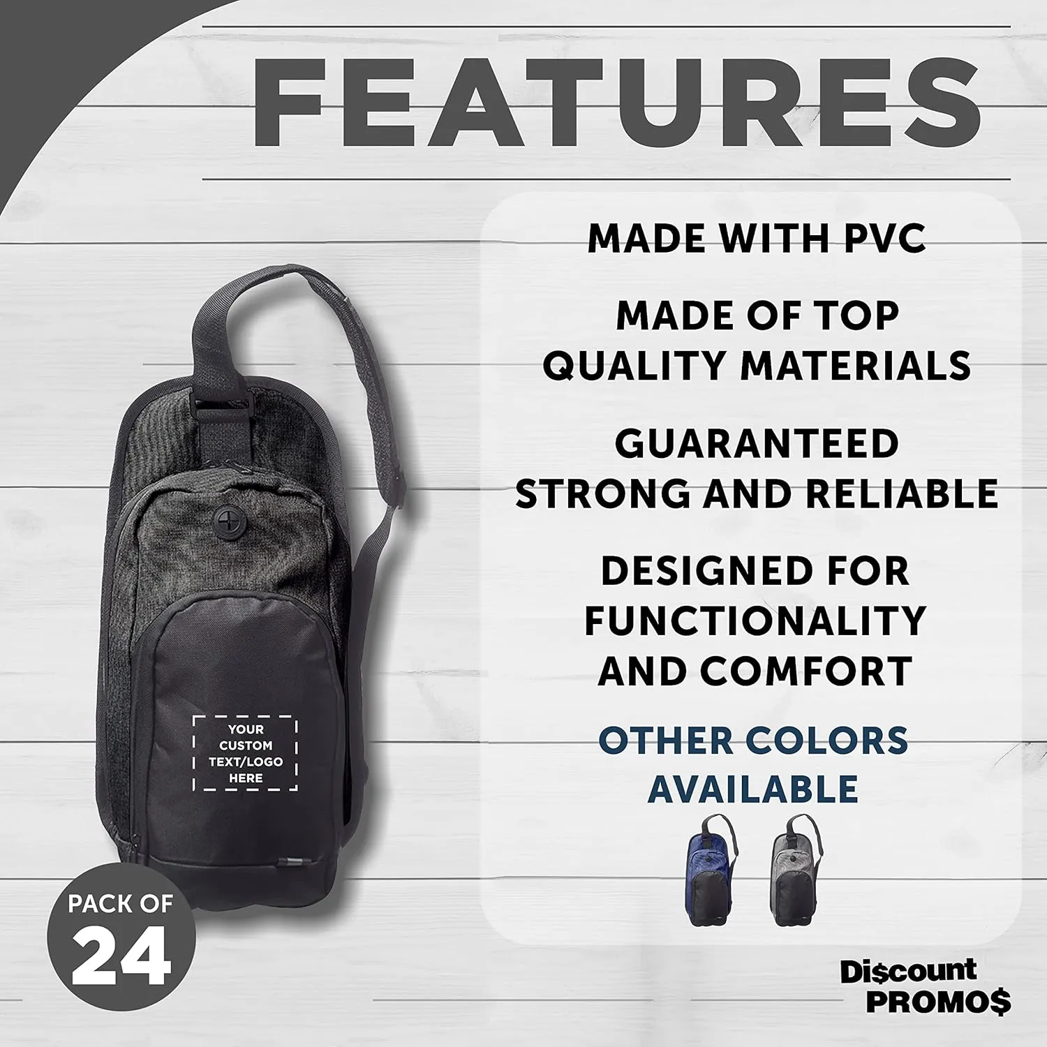 DISCOUNT PROMOS Custom O Valley Crossbody Shoulder Bag Set of 24, Personalized Bulk Pack - Bring Everywhere You Go, Perfect for Travellers and Great for Everyday Use - Black