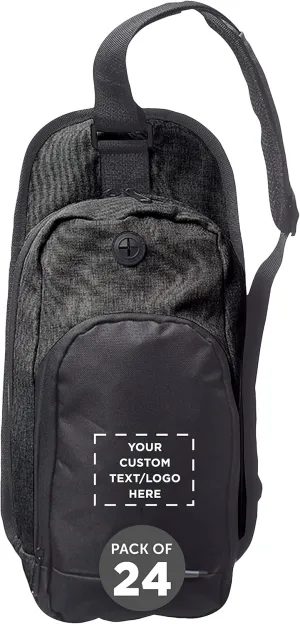 DISCOUNT PROMOS Custom O Valley Crossbody Shoulder Bag Set of 24, Personalized Bulk Pack - Bring Everywhere You Go, Perfect for Travellers and Great for Everyday Use - Black