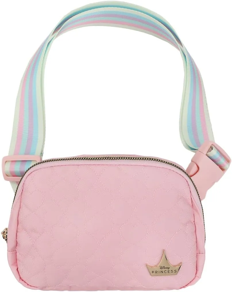 Disney Princess Crown & Hearts Pink Quilted Fanny Pack