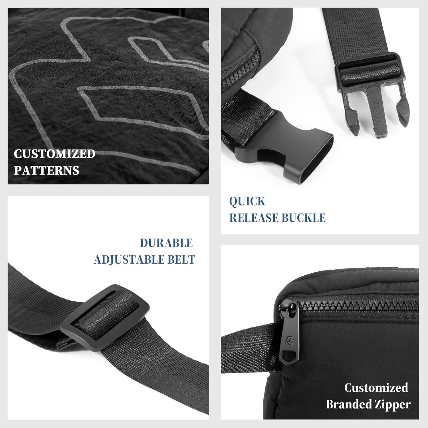 ‌DOBALY Fanny Pack for Woman & Man‌, Crossbody Bag with Lightweight Design, Adjustable Crossbody Waist Chest Strap ‌,1L Belt Bag for Gym, Hiking & Travel, Black