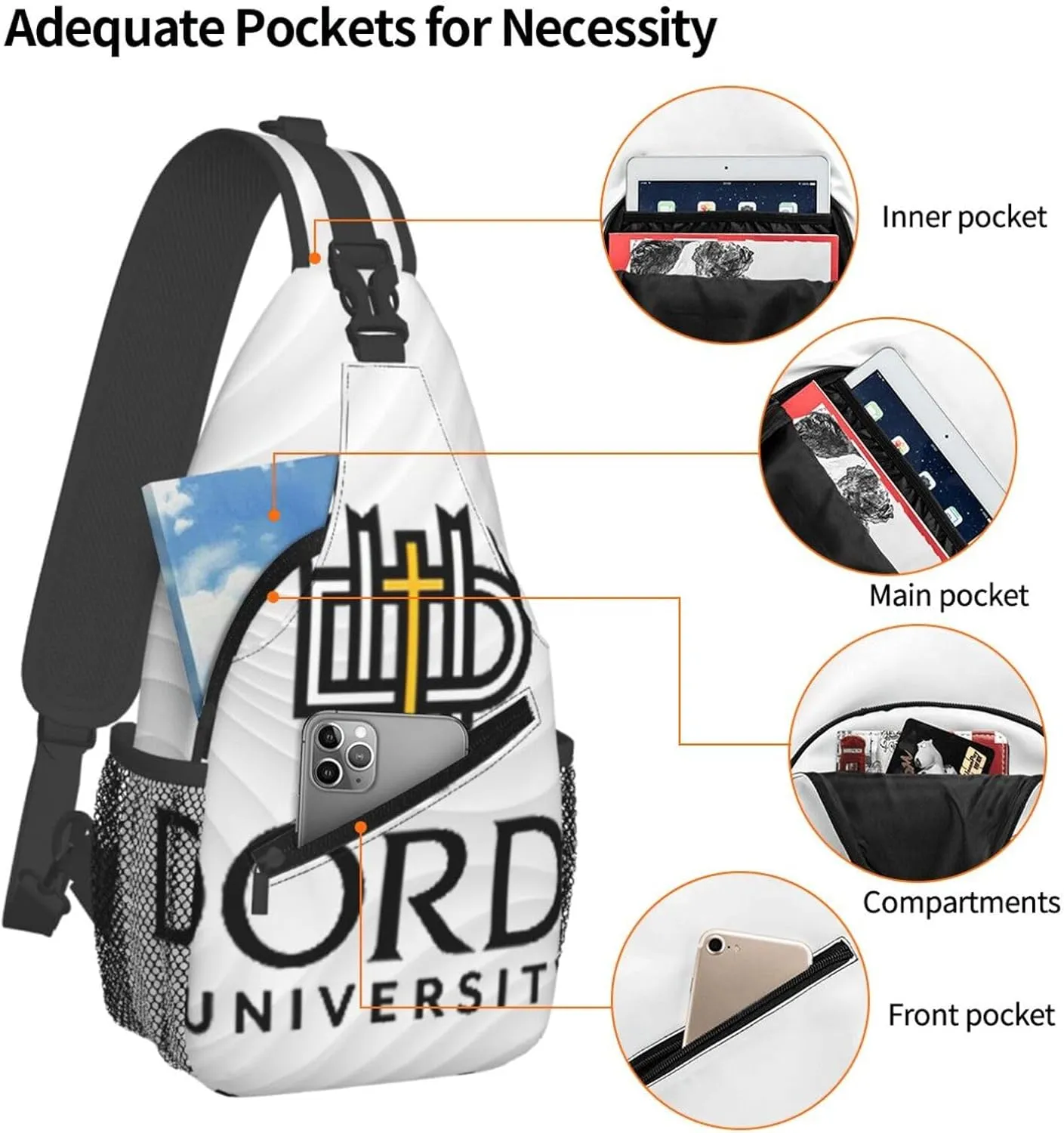 Dordt-University-Logo Small Crossbody Backpack Sling Bag For Men Women Mini One Shoulder Chest Bags Gym Sport Travel Hiking Daypack