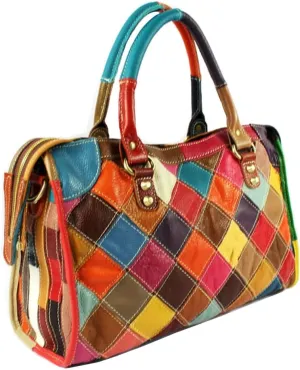 Downupdown Genuine Leather Handbags for Women Vintage Tote Bags Top Handle Boston Bag Satchel Purses Shoulder Crossbody Bag