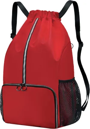Drawstring Backpack Bag with Shoe Compartment, X-Large Gym, Beach, Sports Backpack for Women & Men