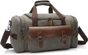 Duffle Bag Weekender Duffel Bag for Men and Women,Canvas Duffel Vintage Canvas Weekender Bag Travel Bag Sports Duffel with Shoulder Strap
