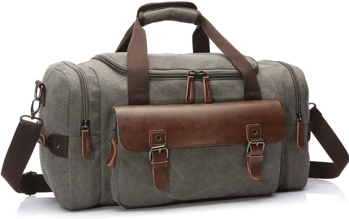 Duffle Bag Weekender Duffel Bag for Men and Women,Canvas Duffel Vintage Canvas Weekender Bag Travel Bag Sports Duffel with Shoulder Strap