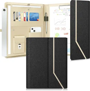 During Portfolio Binder Padfolio Folder,Cross Grain Faux Leather Business Padfolio for Women A4 / Letter Size Portfolio Organizer Case for Conference Meeting Interview