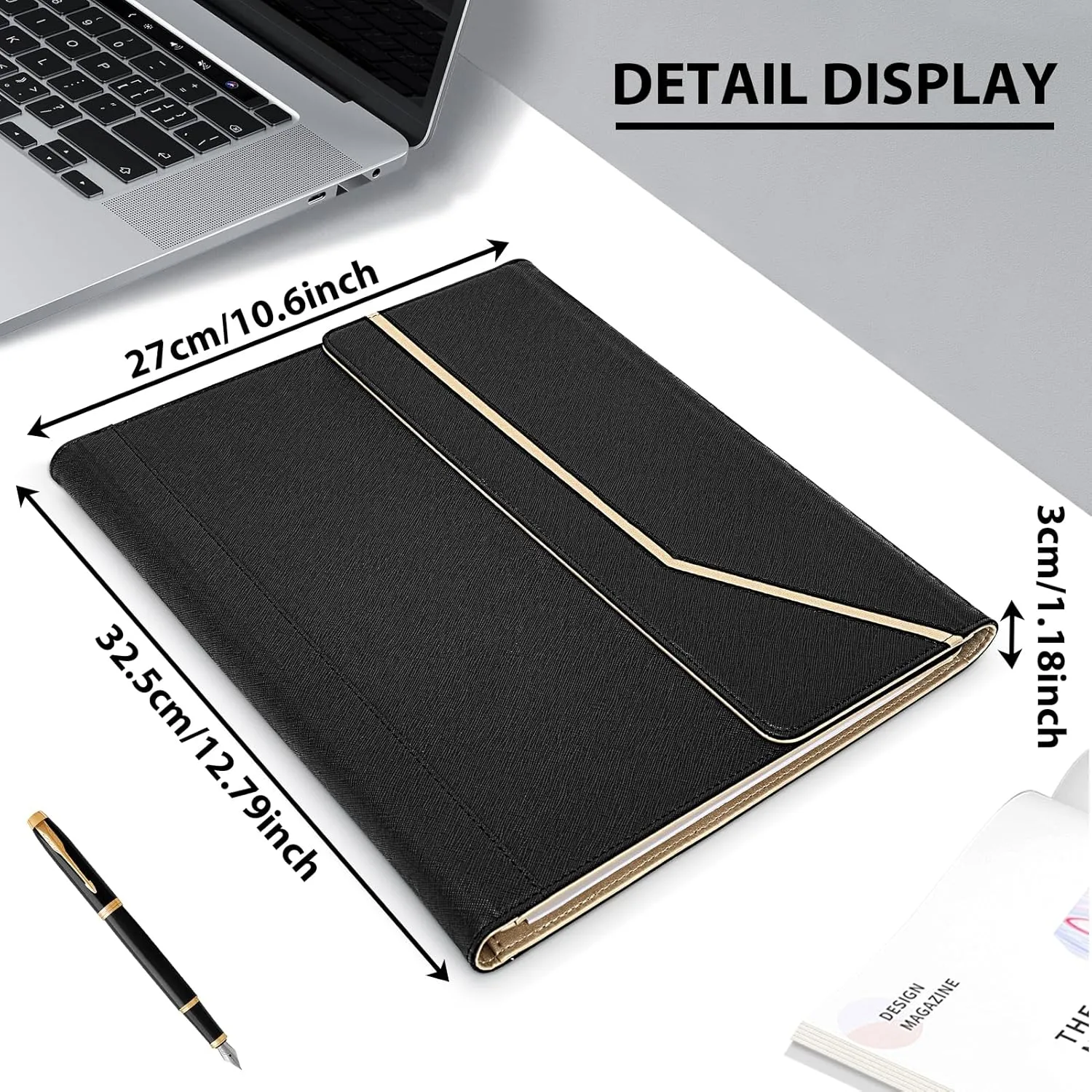 During Portfolio Binder Padfolio Folder,Cross Grain Faux Leather Business Padfolio for Women A4 / Letter Size Portfolio Organizer Case for Conference Meeting Interview