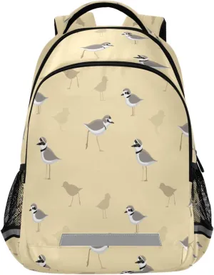 Dussdil Bird Plover Kid's Backpack Backpacks for Boys Girls, 16 inch Casual Daypack Back Pack Laptop Bag Double Zipper Travel Bags with Adjustable Shoulder Strap