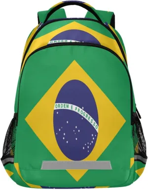 Dussdil Brazilian Flag Kid's Backpack Backpacks for Boys Girls, 16 inch Casual Daypack Back Pack Laptop Bag Double Zipper Travel Bags with Adjustable Shoulder Strap