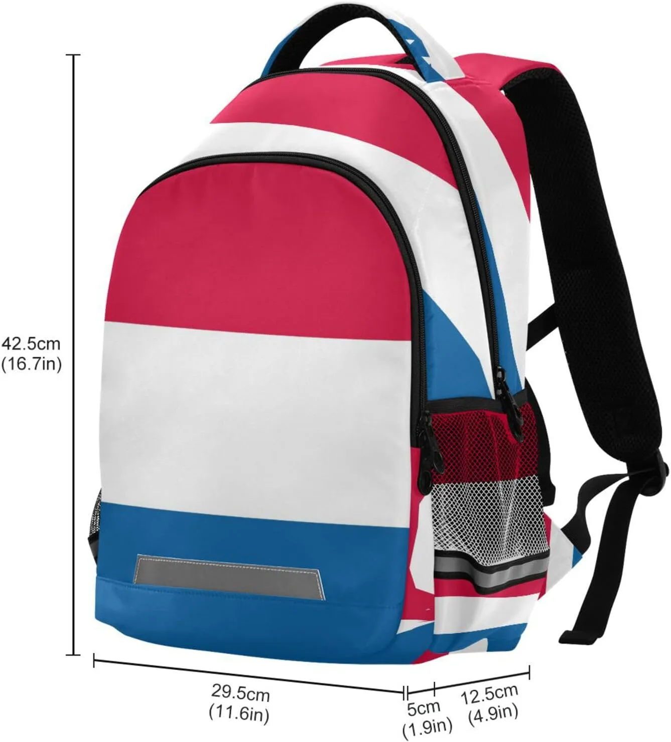 Dussdil Netherland Flag Kid's Backpack Backpacks for Boys Girls, 16 inch Casual Daypack Back Pack Laptop Bag Double Zipper Travel Bags with Adjustable Shoulder Strap