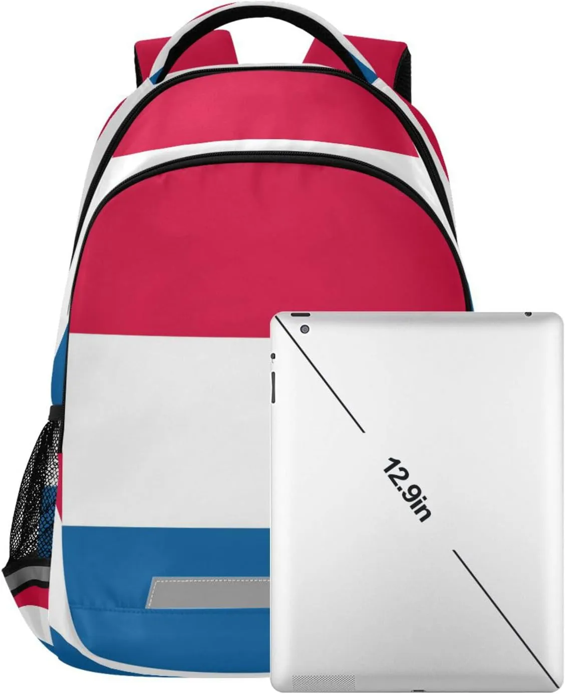 Dussdil Netherland Flag Kid's Backpack Backpacks for Boys Girls, 16 inch Casual Daypack Back Pack Laptop Bag Double Zipper Travel Bags with Adjustable Shoulder Strap