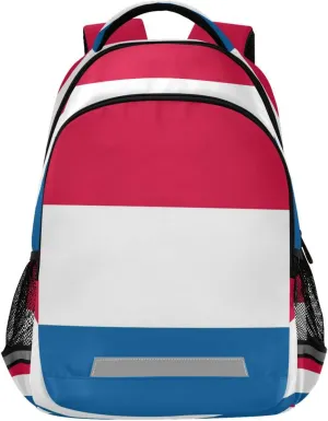 Dussdil Netherland Flag Kid's Backpack Backpacks for Boys Girls, 16 inch Casual Daypack Back Pack Laptop Bag Double Zipper Travel Bags with Adjustable Shoulder Strap