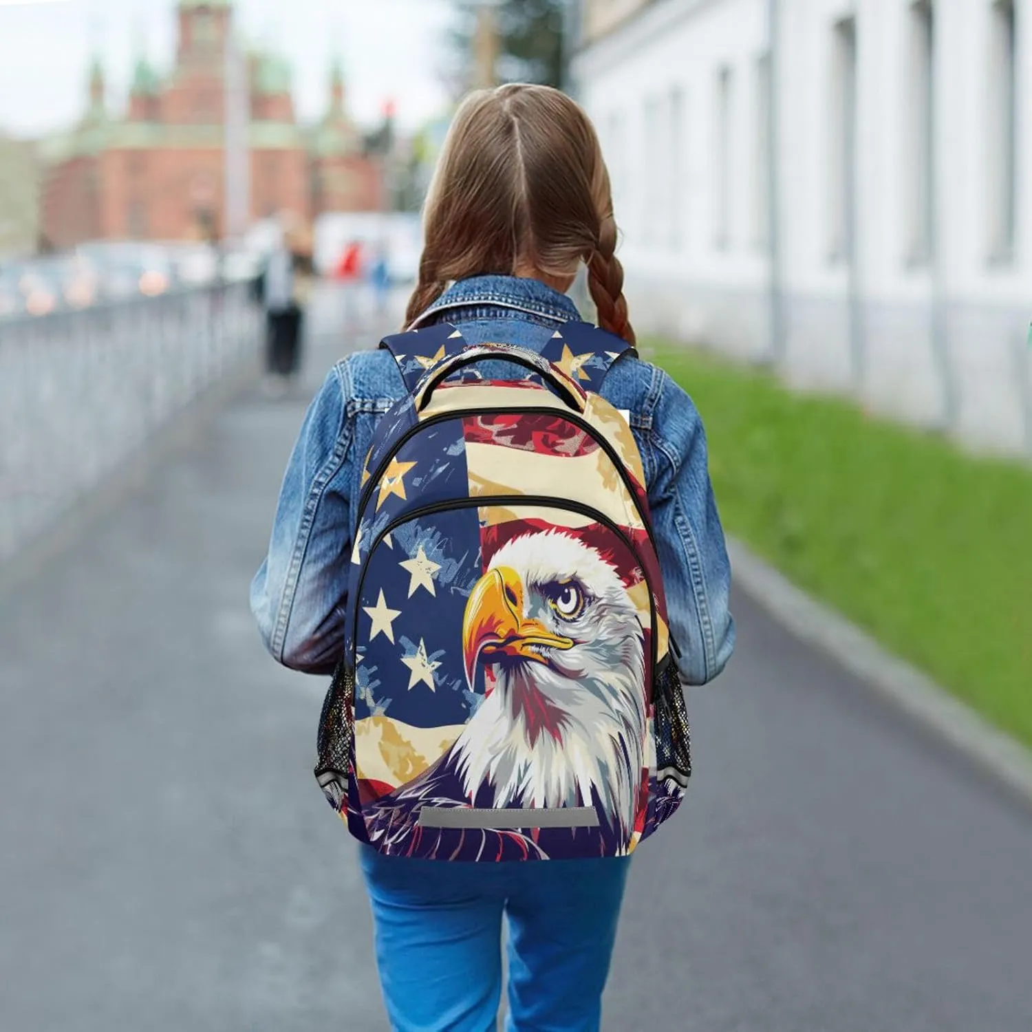 Eagle American Flag Backpack for Boys Girls Elementary School Bag Kids Travel Bags Casual Rucksack Laptop Bookbag
