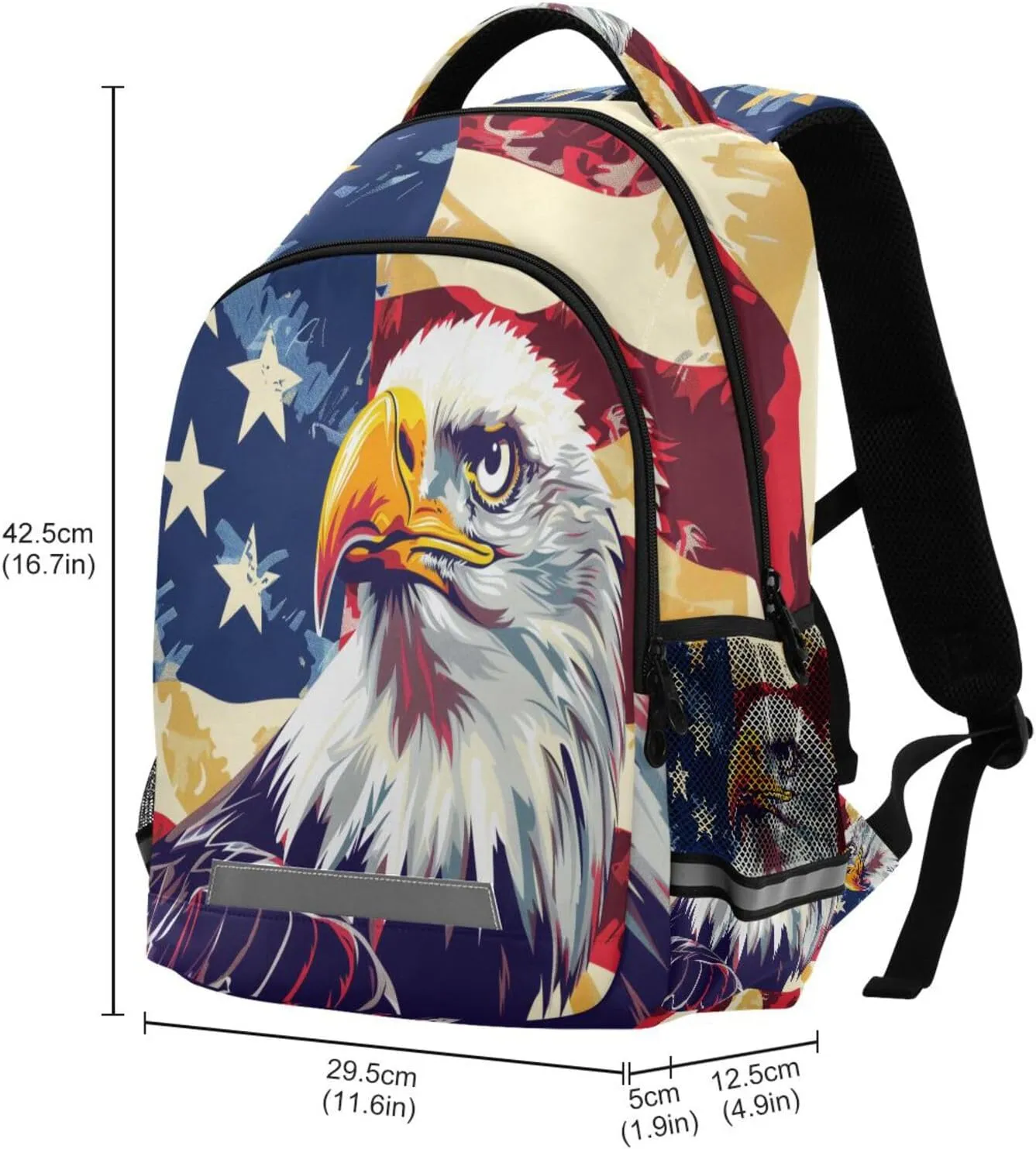 Eagle American Flag Backpack for Boys Girls Elementary School Bag Kids Travel Bags Casual Rucksack Laptop Bookbag