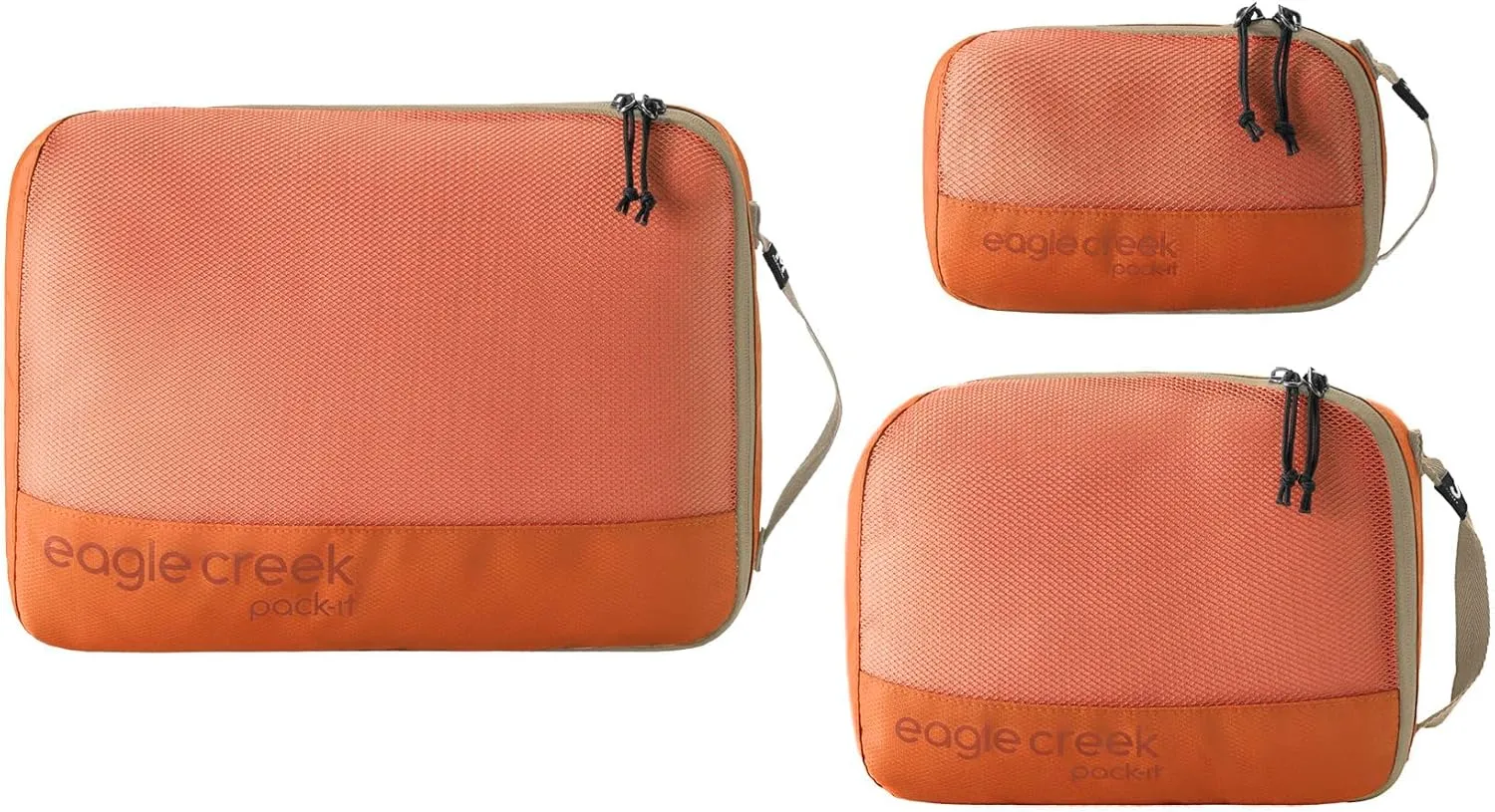 Eagle Creek Pack-It Reveal Packing Cubes Set XS/S/M - Durable, Ultra-Lightweight, Water-Resistant Ripstop Fabric Suitcase Organizers with Mesh Windows, Mandarin