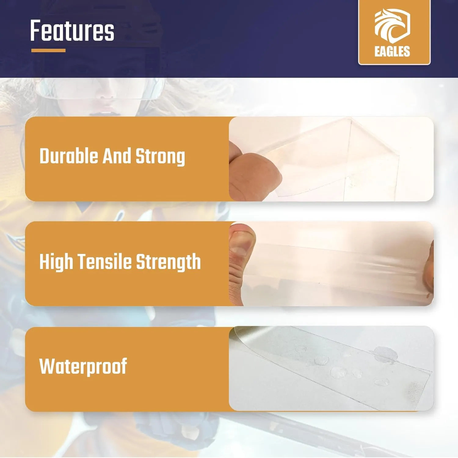 EAGLES 4 Pack Hockey Tape Black, White or Clear Multipurpose Durable Cloth or PVC Tape Roll - Strong Adhesive - Hokey Sports Gifts, Accessories, Equipment, Gear
