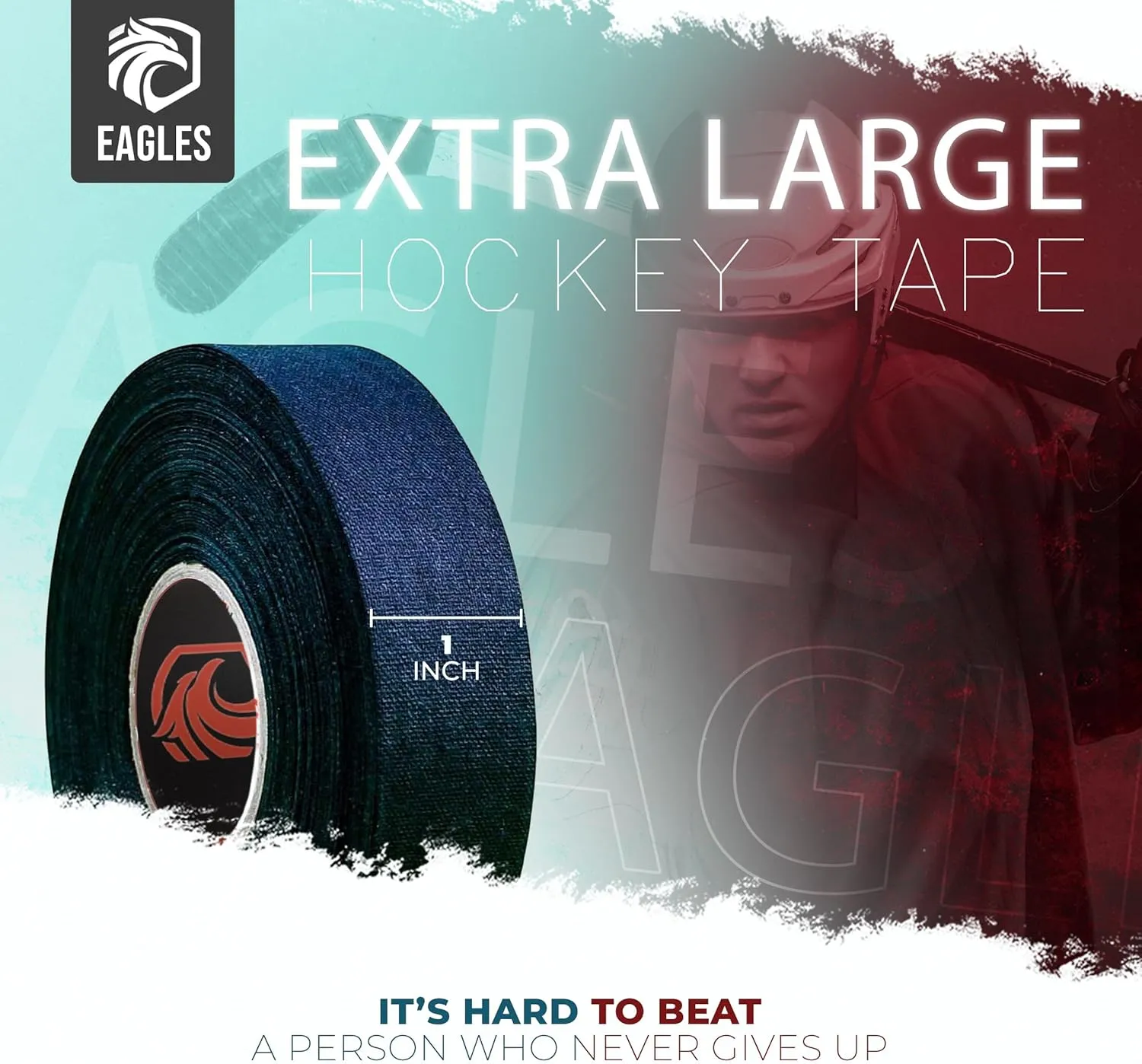 EAGLES 4 Pack Hockey Tape Black, White or Clear Multipurpose Durable Cloth or PVC Tape Roll - Strong Adhesive - Hokey Sports Gifts, Accessories, Equipment, Gear