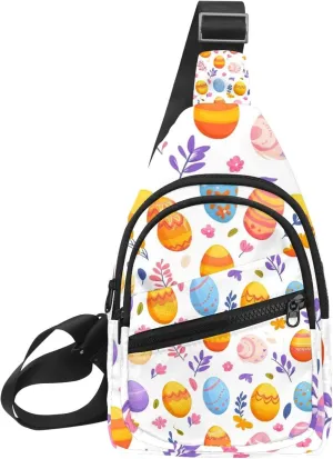 Easter Painted Eggs Sling Side, Crossbody Backpack