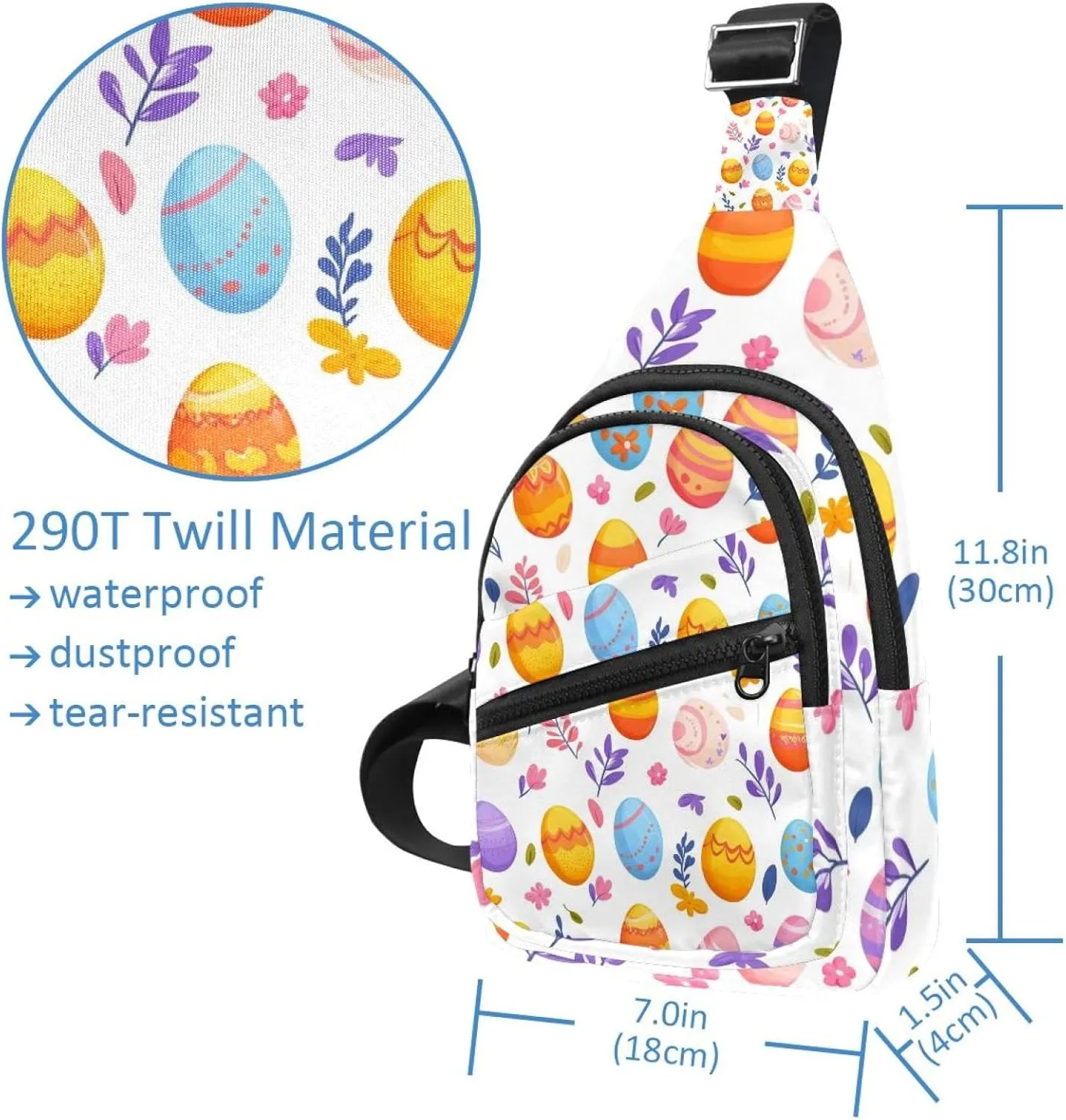 Easter Painted Eggs Sling Side, Crossbody Backpack