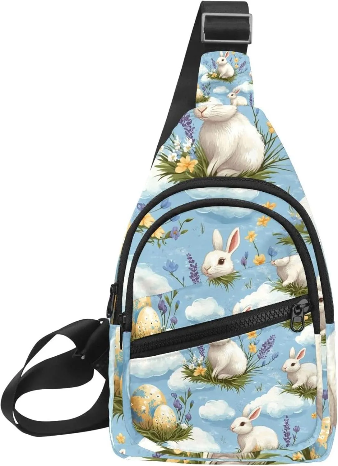 Easter Rabbits Eggs Crossbody Sling Backpack Sling Bag Travel Hiking Chest Bag Daypack