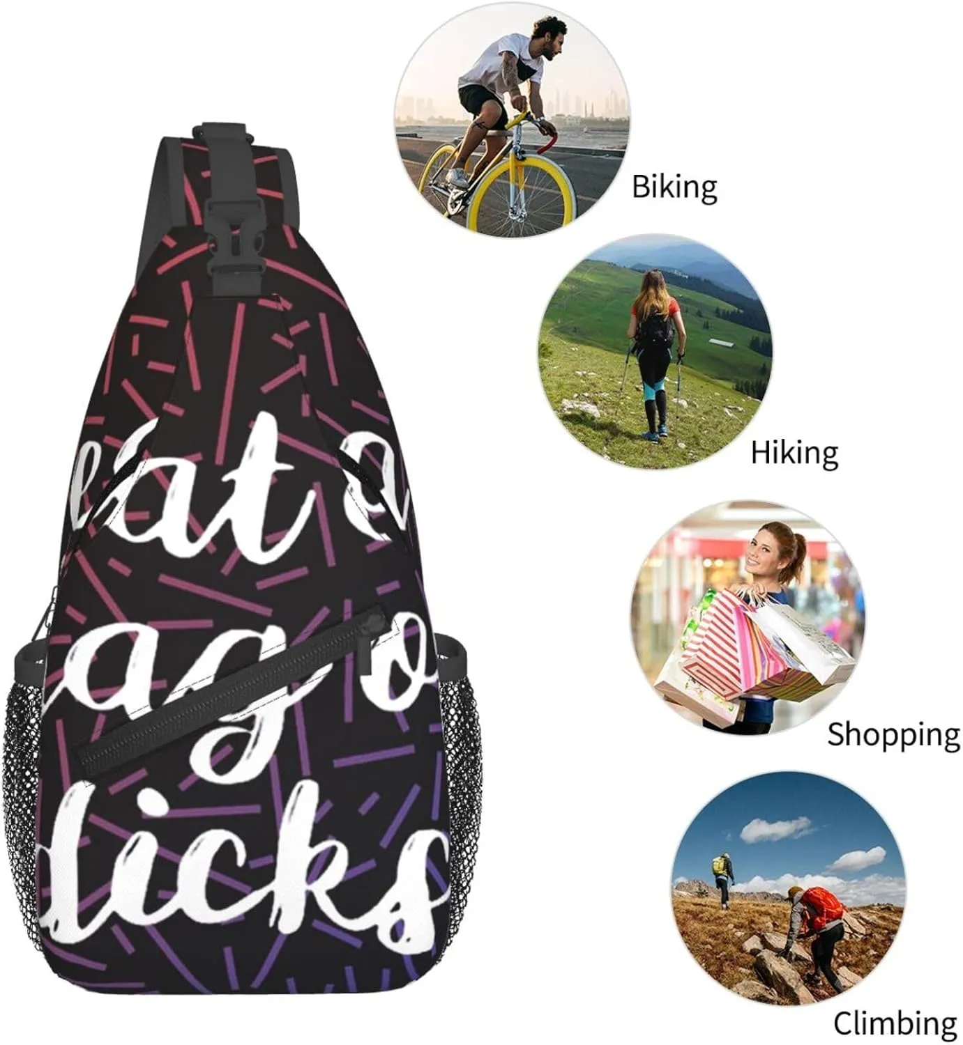 Eat A Bag Of Dicks Crossbody Backpack Chest Shoulder Bag Lightweight One Strap Travel Hiking Daypack