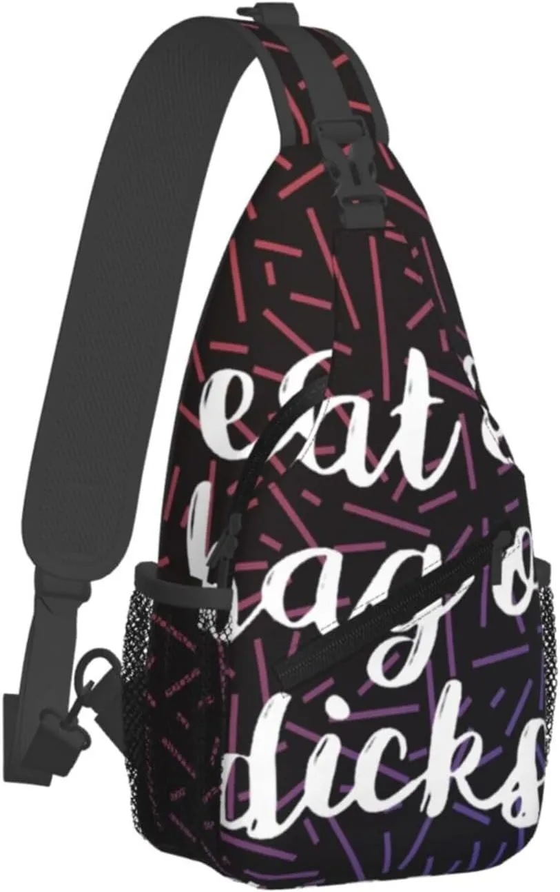 Eat A Bag Of Dicks Crossbody Backpack Chest Shoulder Bag Lightweight One Strap Travel Hiking Daypack