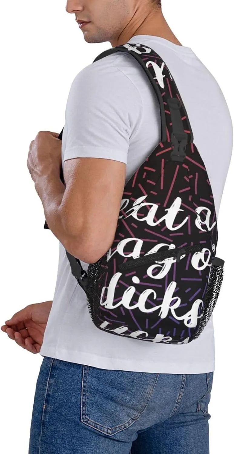 Eat A Bag Of Dicks Crossbody Backpack Chest Shoulder Bag Lightweight One Strap Travel Hiking Daypack