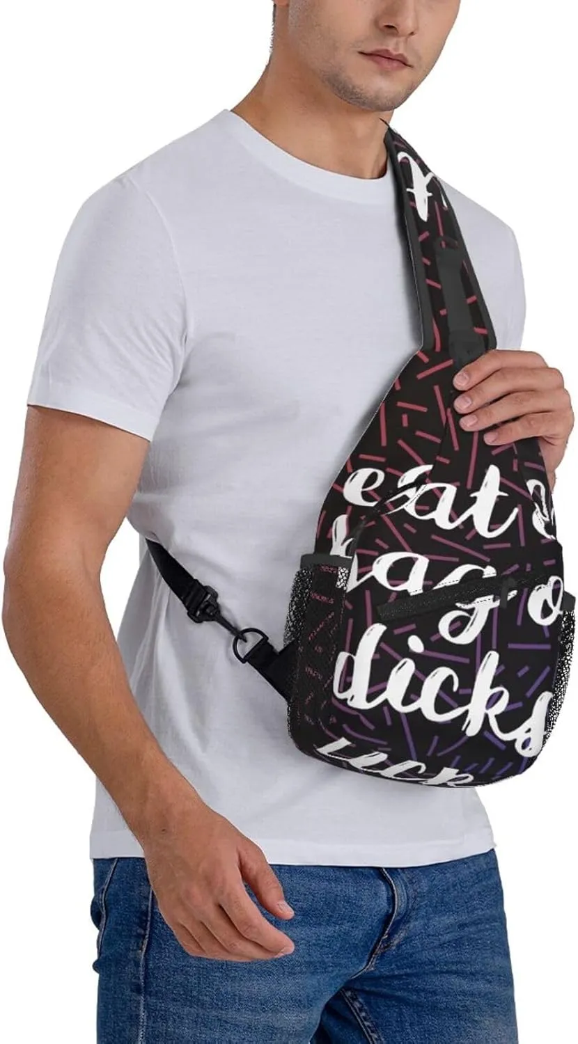 Eat A Bag Of Dicks Crossbody Backpack Chest Shoulder Bag Lightweight One Strap Travel Hiking Daypack