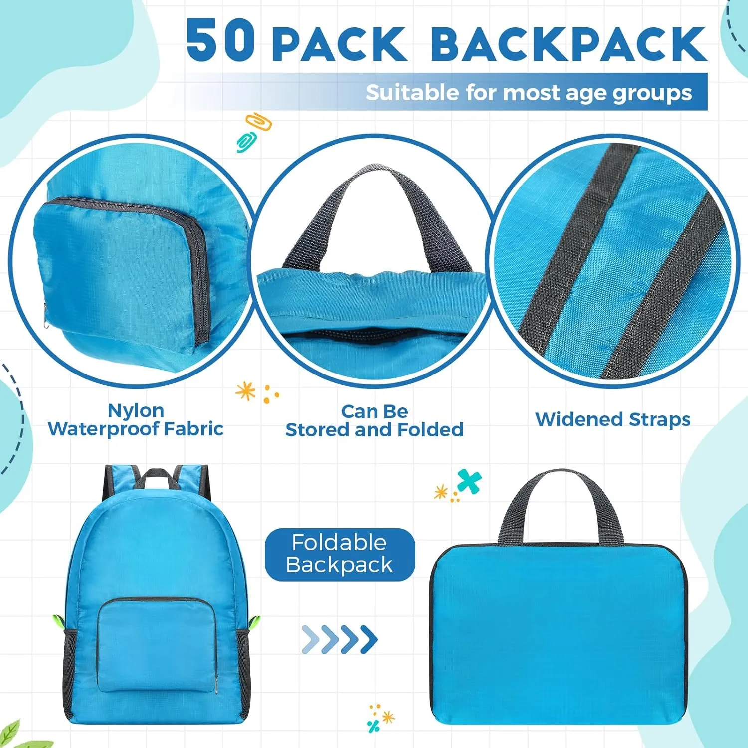 Eccliy 50 Pack Backpacks in Bulk 17 Inches Wholesale Back Pack Basic Backpack for adult Lightweight Outdoor Travel Bookbags(Blue)
